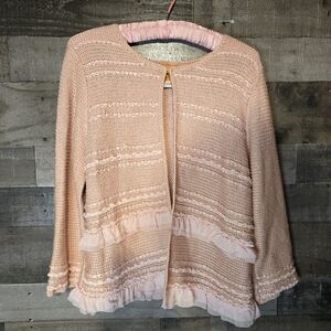 coquette womens pink ruffle cardigan